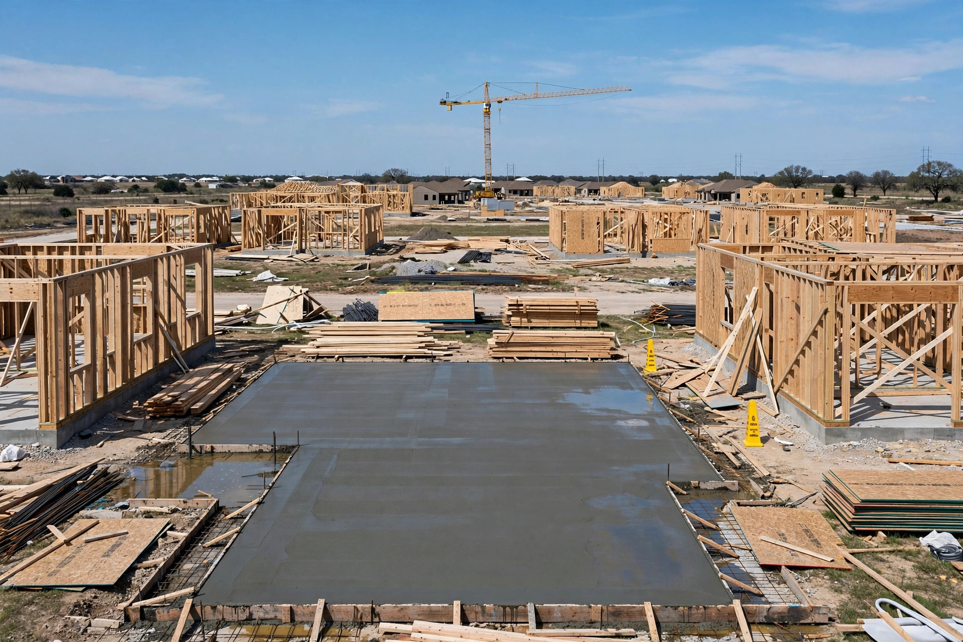 New home construction with slab foundation in Hillstone Pointe, Little Elm TX