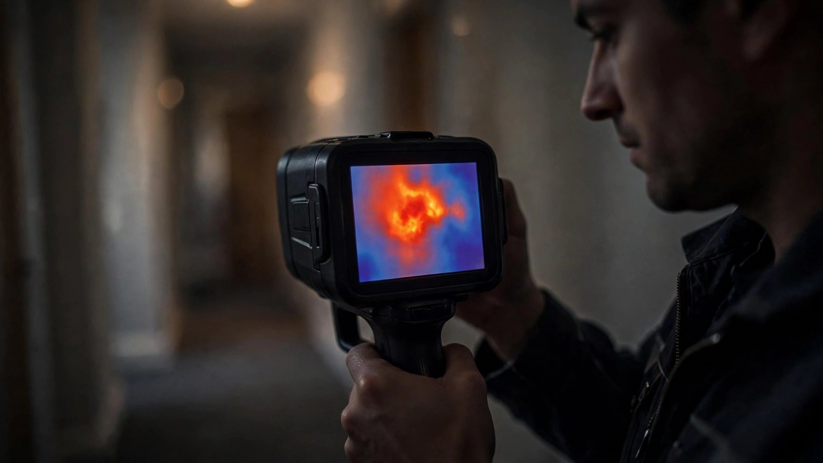 Thermal imaging scan revealing a warm under-slab leak pattern in Little Elm, TX (Shell Beach)