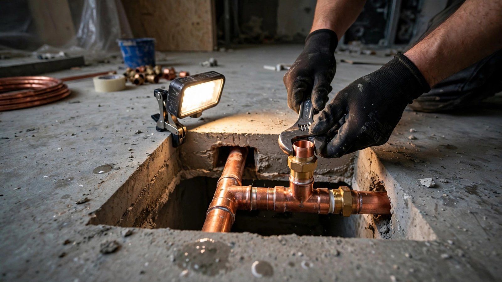 Repairing a water line beneath a concrete slab in Little Elm, TX